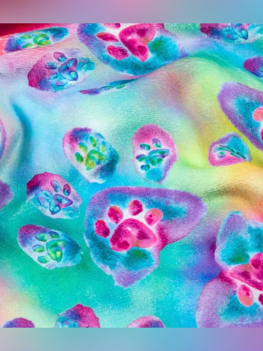 Colorful Rainbow Paw Print Microfiber Beach Towel